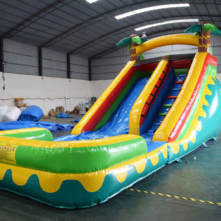 small tropical palm tree water slide