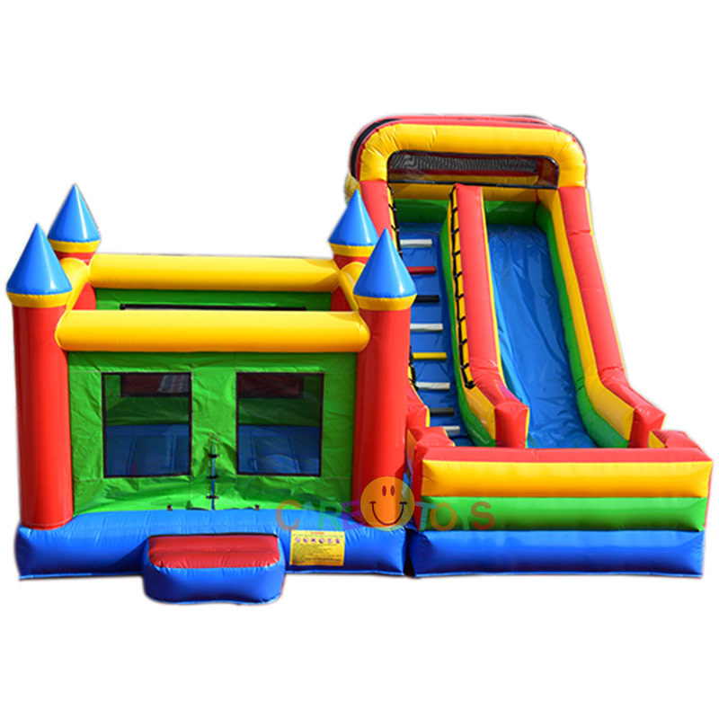 Commercial classic inflatable jumping castle with standalone slide