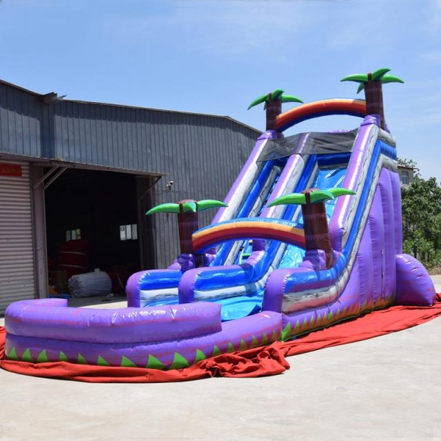 22ft Purple tropical inflatable water slide