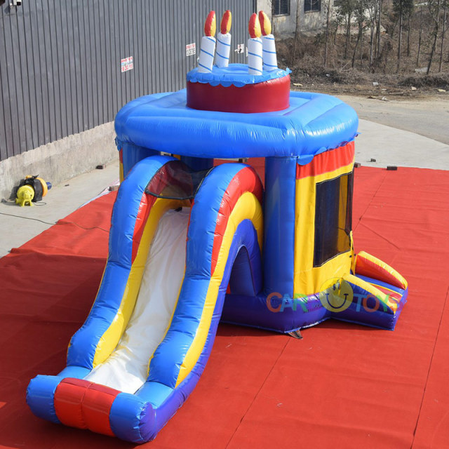 Inflatable Birthday Cake Bouncer With Slide