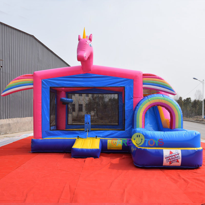 Unicorn bounce house slide combo