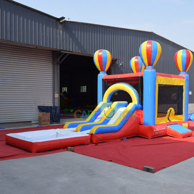 Hot Air Balloon Inflatable Bounce House With Water slide