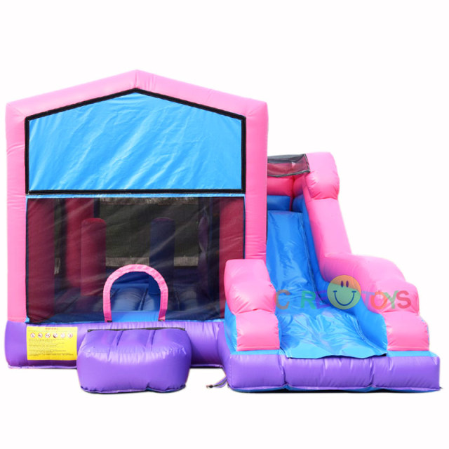 Pink Girls Bounce house slide with banner