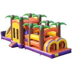 Jungle moon bounce house with slide and obstacle course challenge