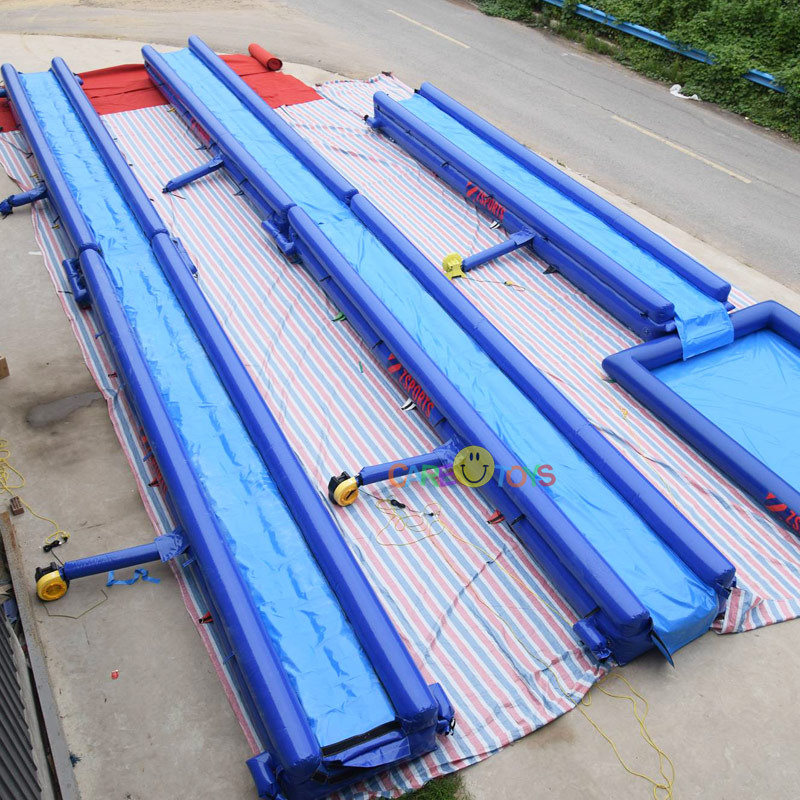 Custom length slip n slide with pool