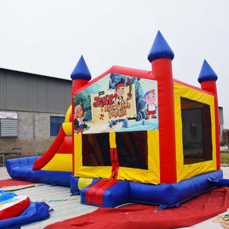 Moon Bounce House Water Slide Combo With Banner