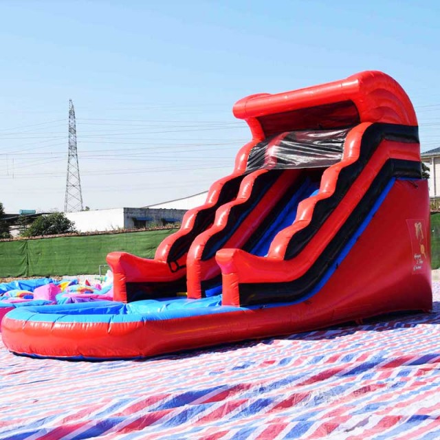 16ft Red black barkyard inflatable waterslide