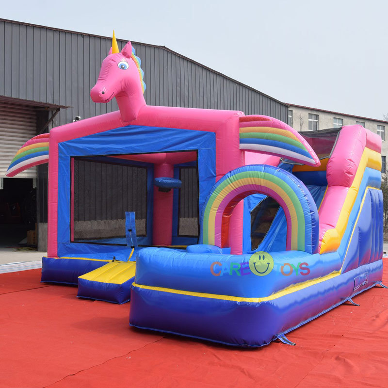 Unicorn bounce house slide combo