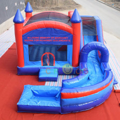 Blue Red Castle bounce house with Extended water pool