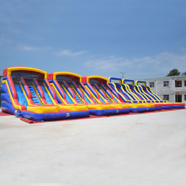 Red blue yellow Double Lane water slide