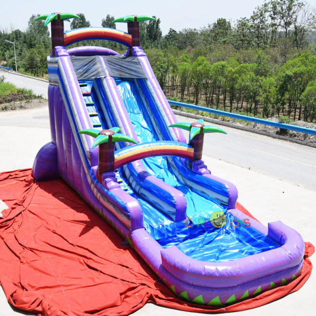 22ft Purple tropical inflatable water slide