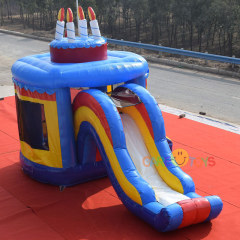 Inflatable Birthday Cake Bouncer With Slide