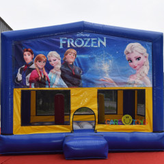 Inflatable moonwalk bounce house with banner