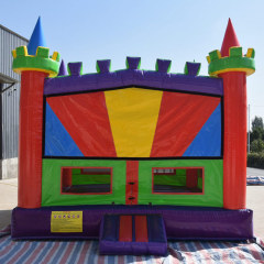 Rainbow castle inflatable bouncer with banner