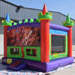 Rainbow castle inflatable bouncer with banner