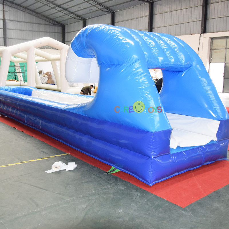 Single lane inflatable slip and slide