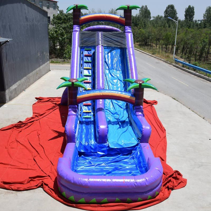 22ft Purple tropical inflatable water slide