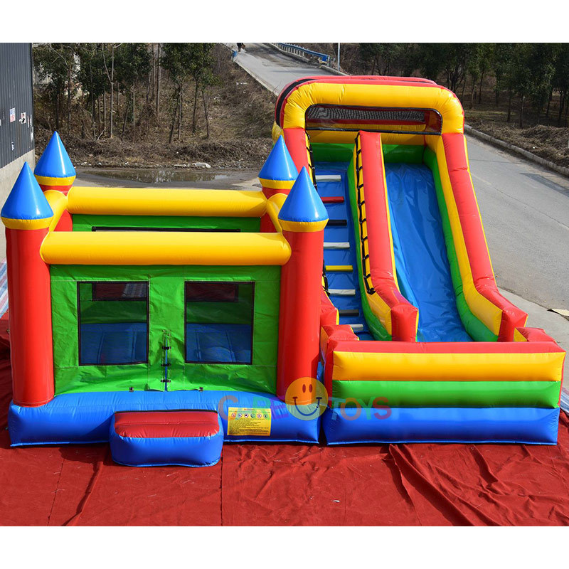 Commercial classic inflatable jumping castle with standalone slide