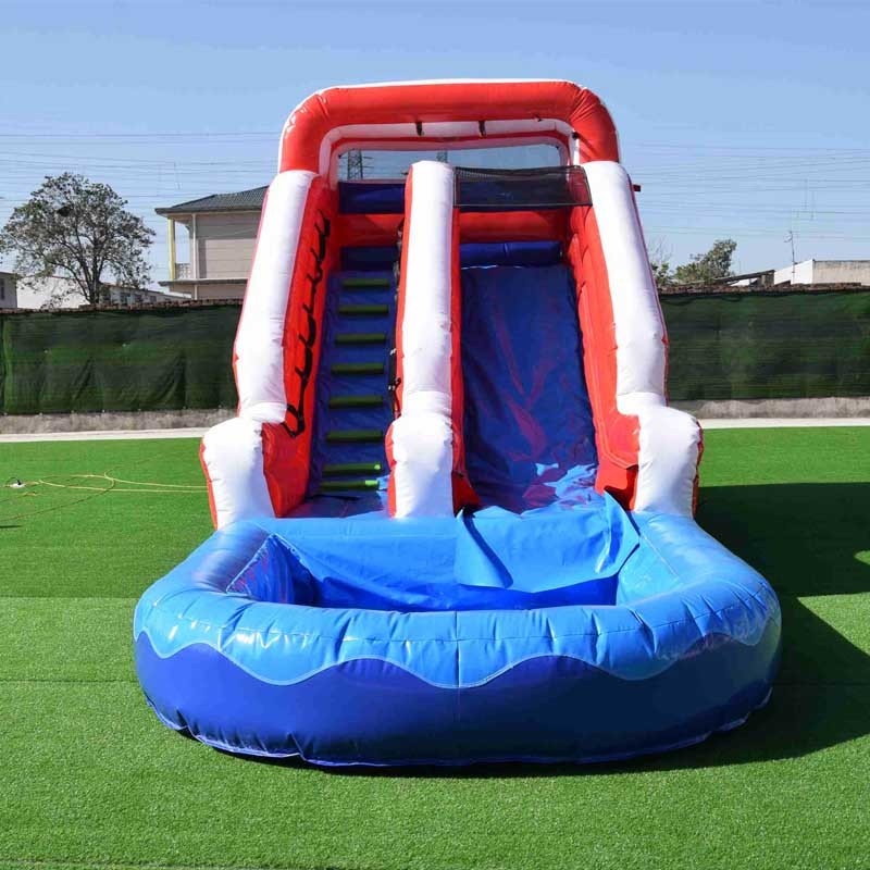 12ft Red white blue inflatable water slide