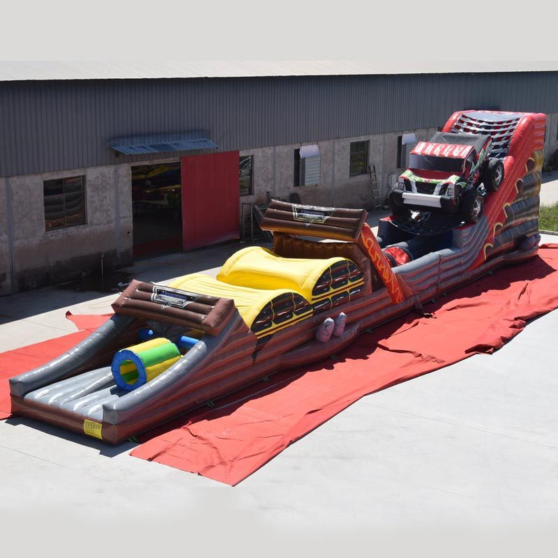 giant inflatable 3D monster truck theme obstacle course