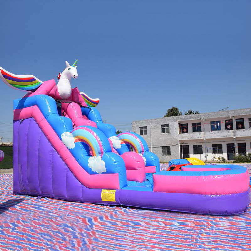 Unicorn theme inflatable water slide