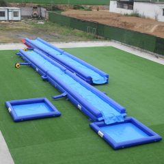 Custom length slip n slide with pool