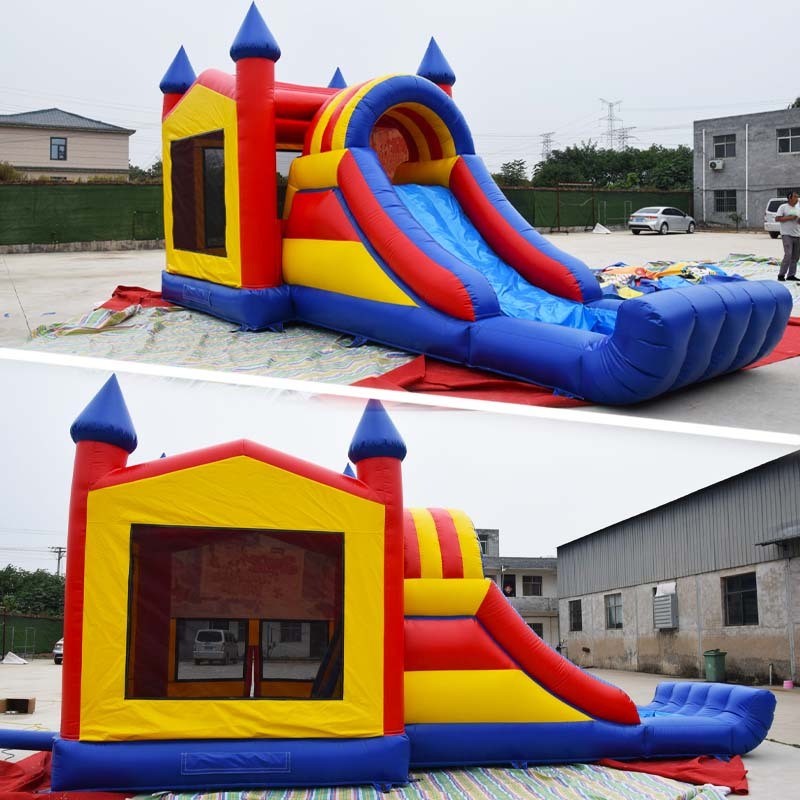 Moon Bounce House Water Slide Combo With Banner