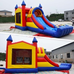 Moon Bounce House Water Slide Combo With Banner