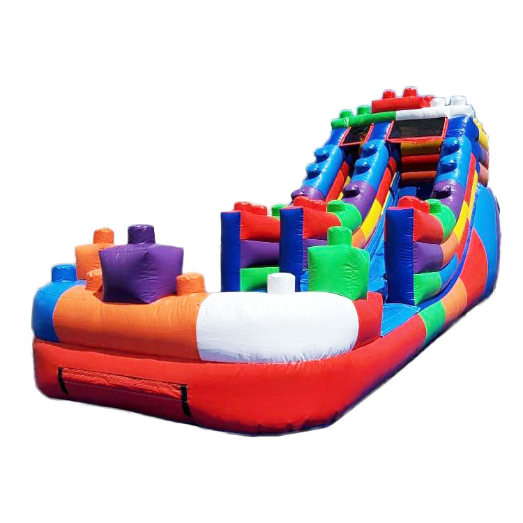 Building block inflatable water slide