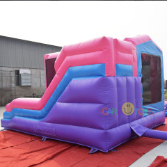 Pink Girls Bounce house slide with banner