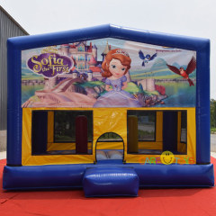 Inflatable moonwalk bounce house with banner