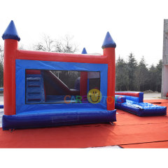 Blue Red Castle bounce house with Extended water pool