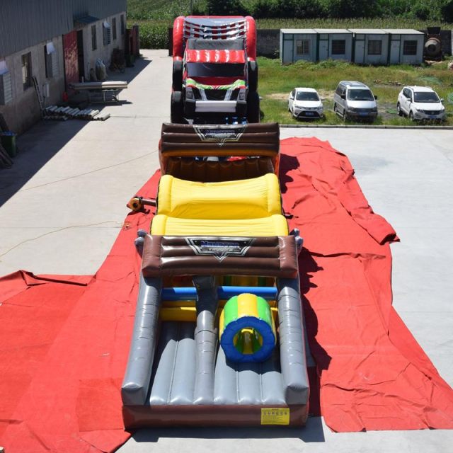 giant inflatable 3D monster truck theme obstacle course