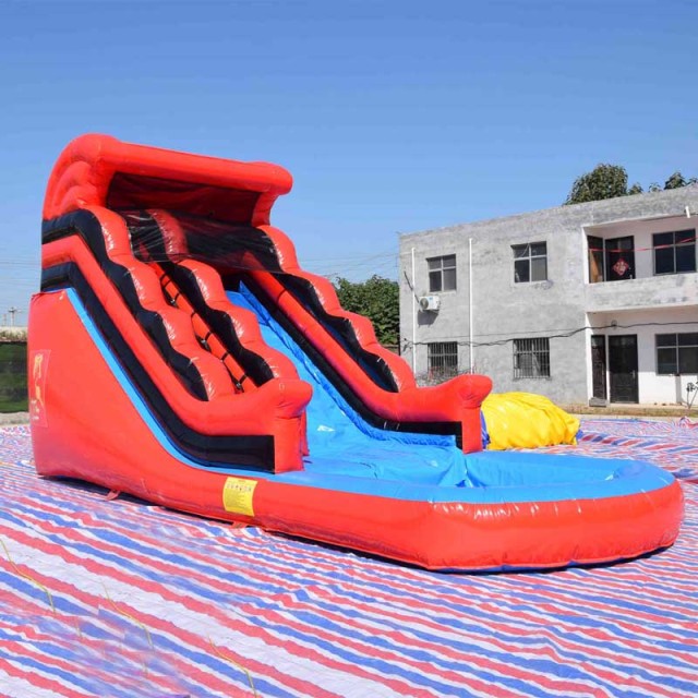 16ft Red black barkyard inflatable waterslide