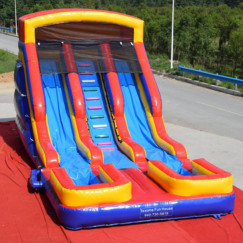 Red blue yellow Double Lane water slide
