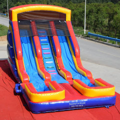 Red blue yellow Double Lane water slide