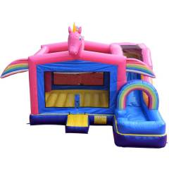 Unicorn bounce house slide combo