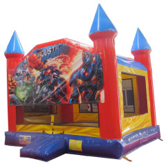 Classic castle bounce house with banner