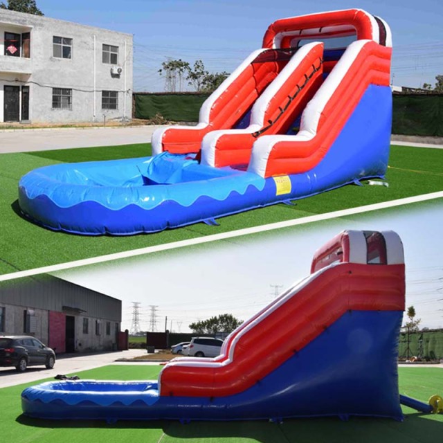 12ft Red white blue inflatable water slide