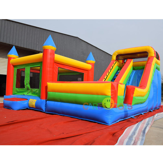 Commercial classic inflatable jumping castle with standalone slide