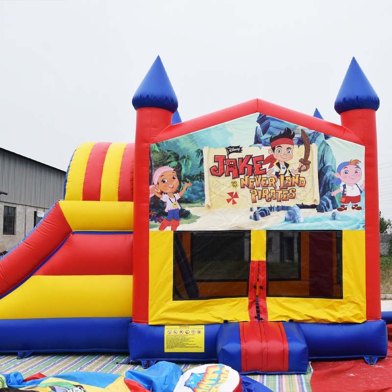Moon Bounce House Water Slide Combo With Banner
