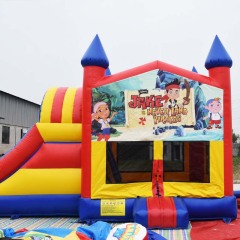 Moon Bounce House Water Slide Combo With Banner