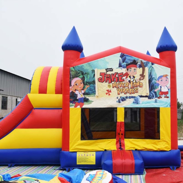 Moon Bounce House Water Slide Combo With Banner
