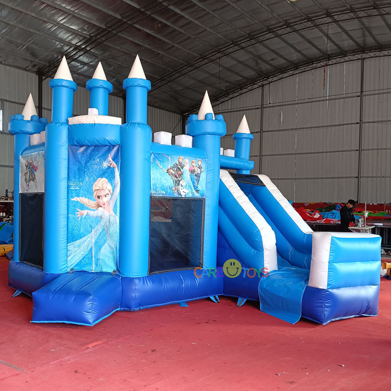 Blue White Frozen Castle bounce house