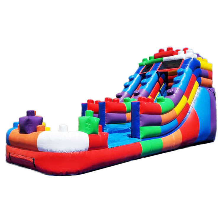 Building block inflatable water slide