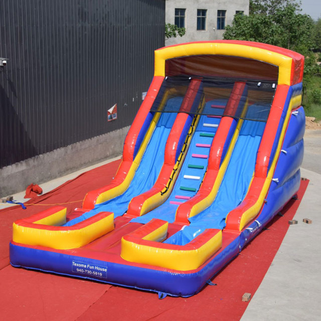 Red blue yellow Double Lane water slide