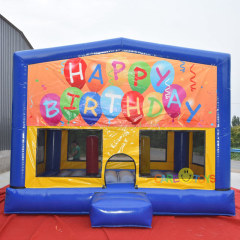 Inflatable moonwalk bounce house with banner