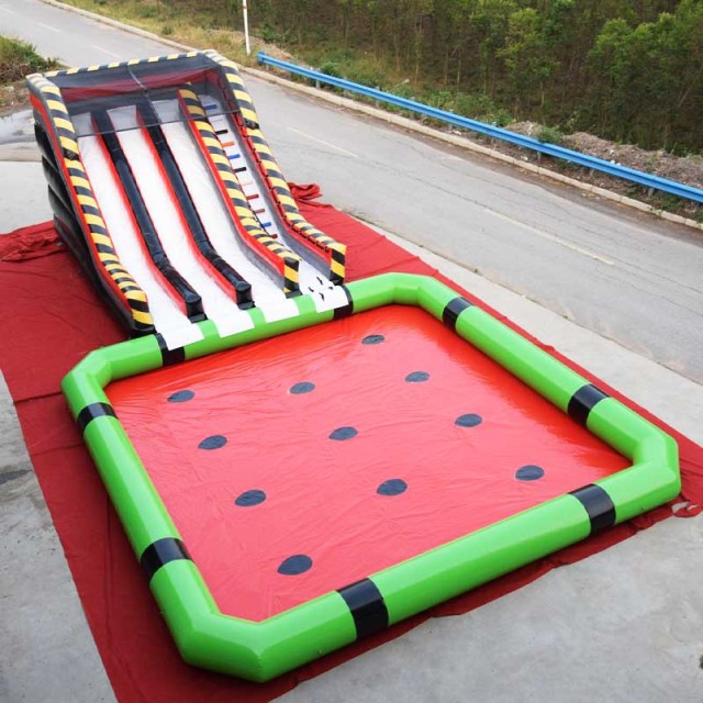 Triple Lane inflatable water slide with watermelon pool