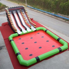 Triple Lane inflatable water slide with watermelon pool