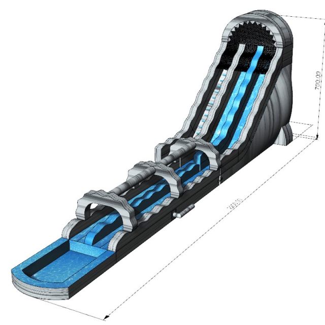 Grey Marble inflatable waterslide with slide n slide